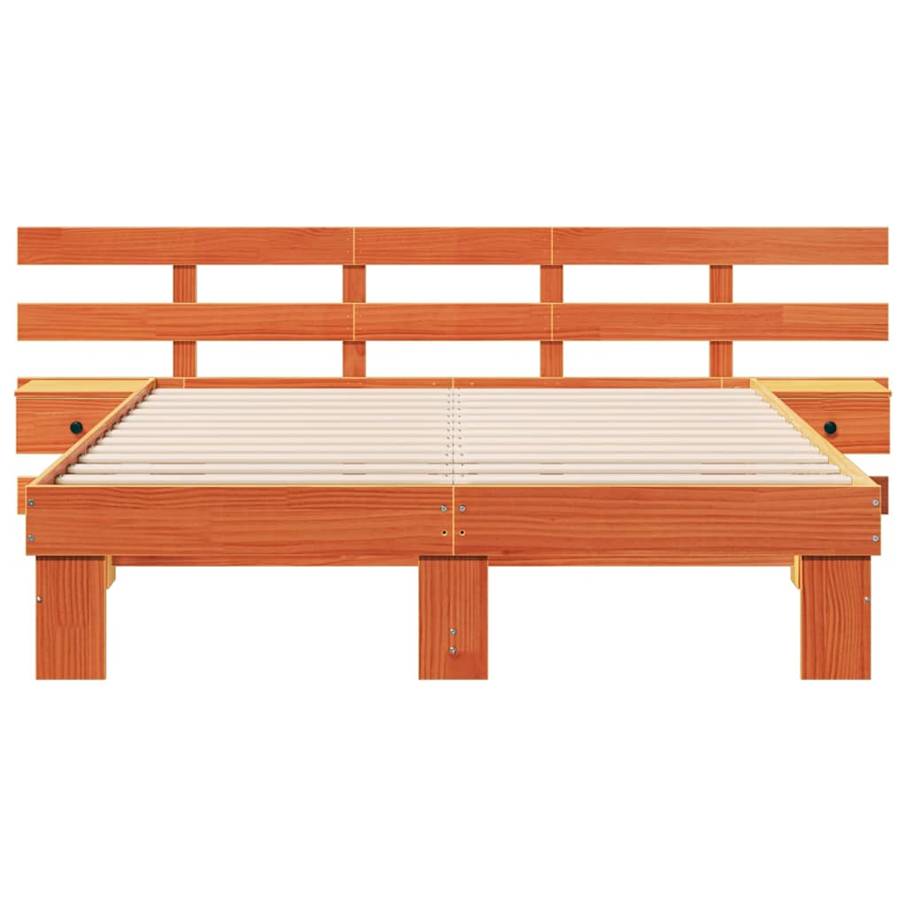 Sengestamme med hodegjerde Brun 150 x 200 cm Massiv furu