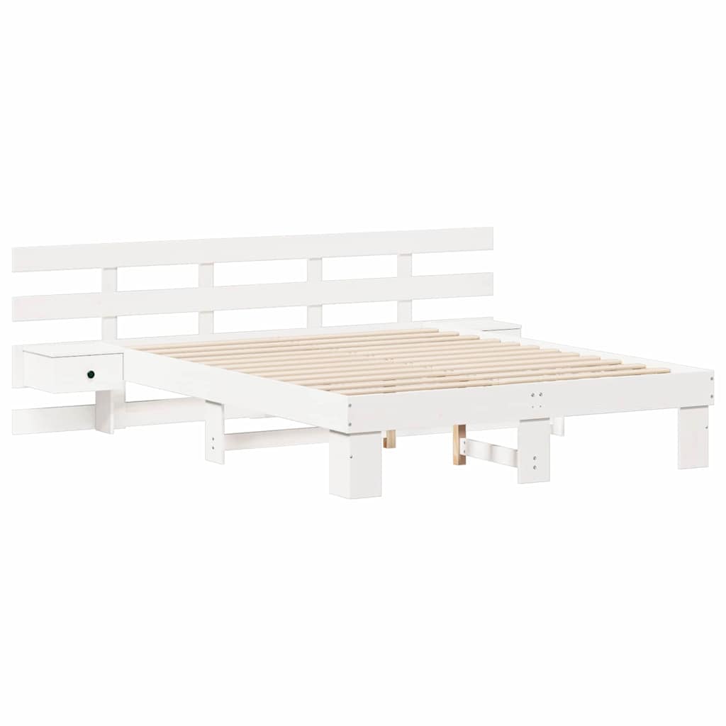 Sengestamme med hodegjerde Hvit 140 x 200 cm Massiv furu