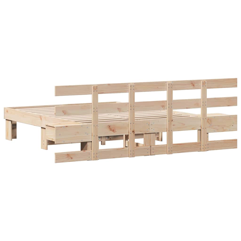 Sengestamme med hodegjerde Brun 140 x 190 cm Massiv furu
