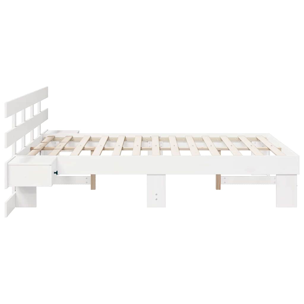 Sengestamme med hodegjerde Hvit 135 x 190 cm Massiv furu