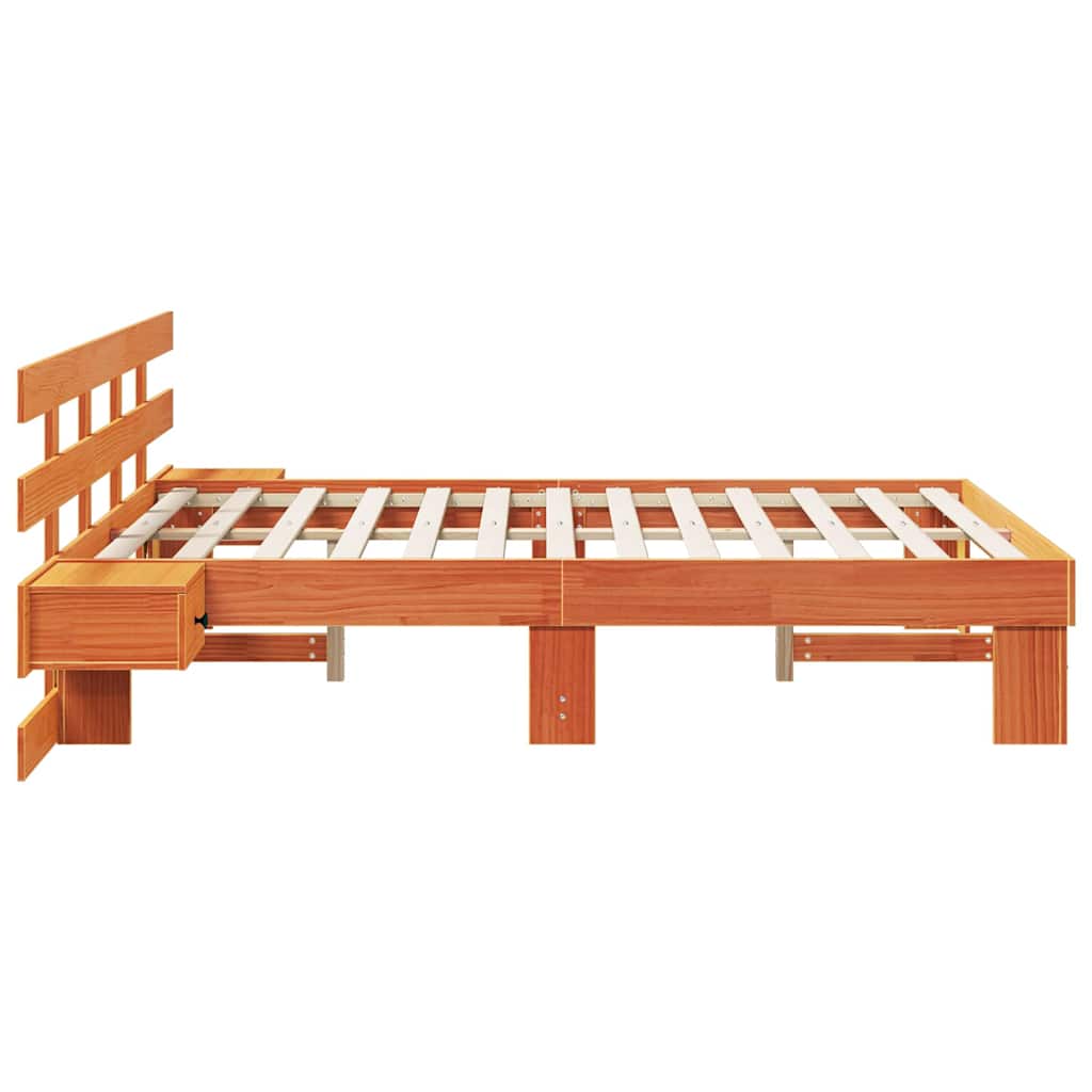 Sengestamme med hodegjerde Brun 135 x 190 cm Massiv furu