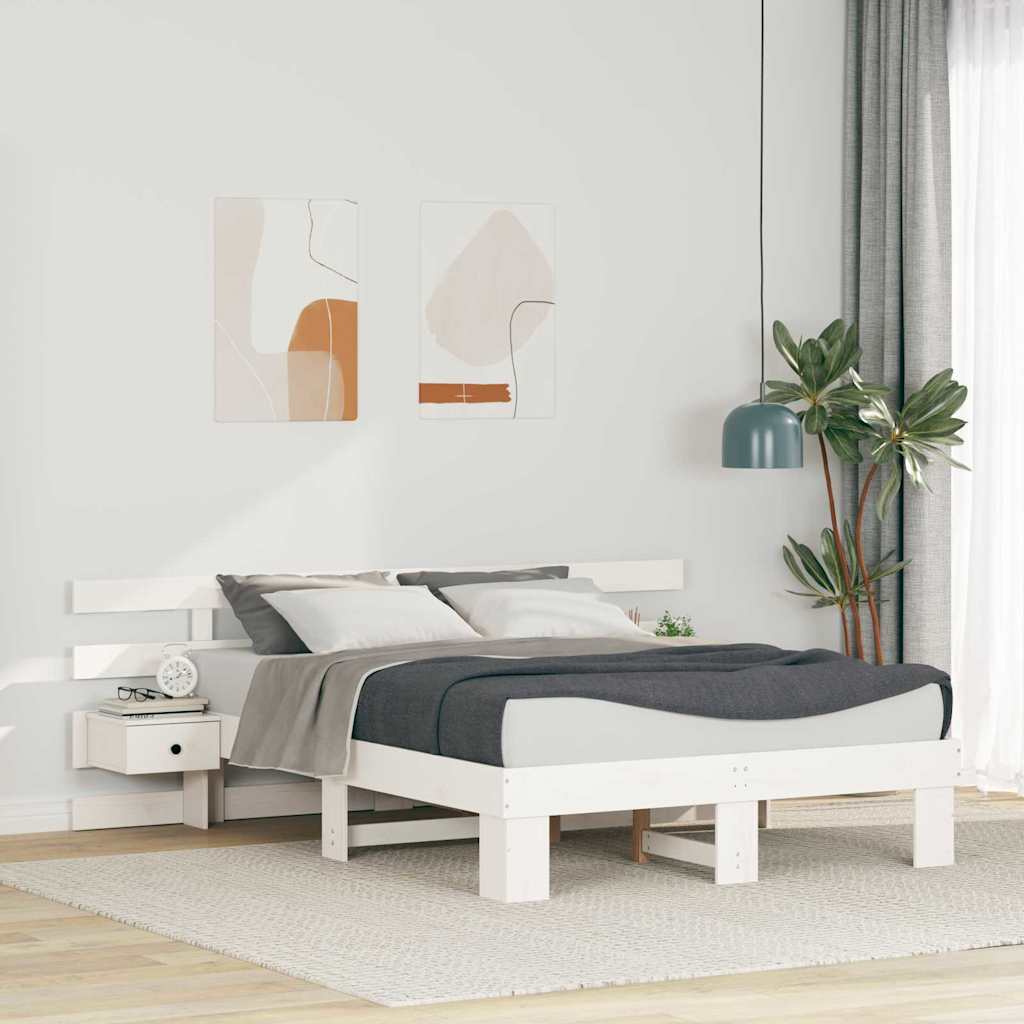Sengestamme med hodegjerde Hvit 120 x 190 cm Massiv furu