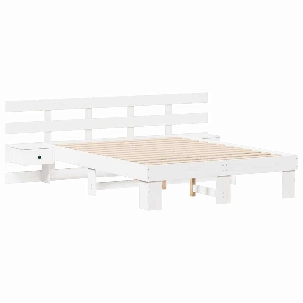 Sengestamme med hodegjerde Hvit 120 x 190 cm Massiv furu