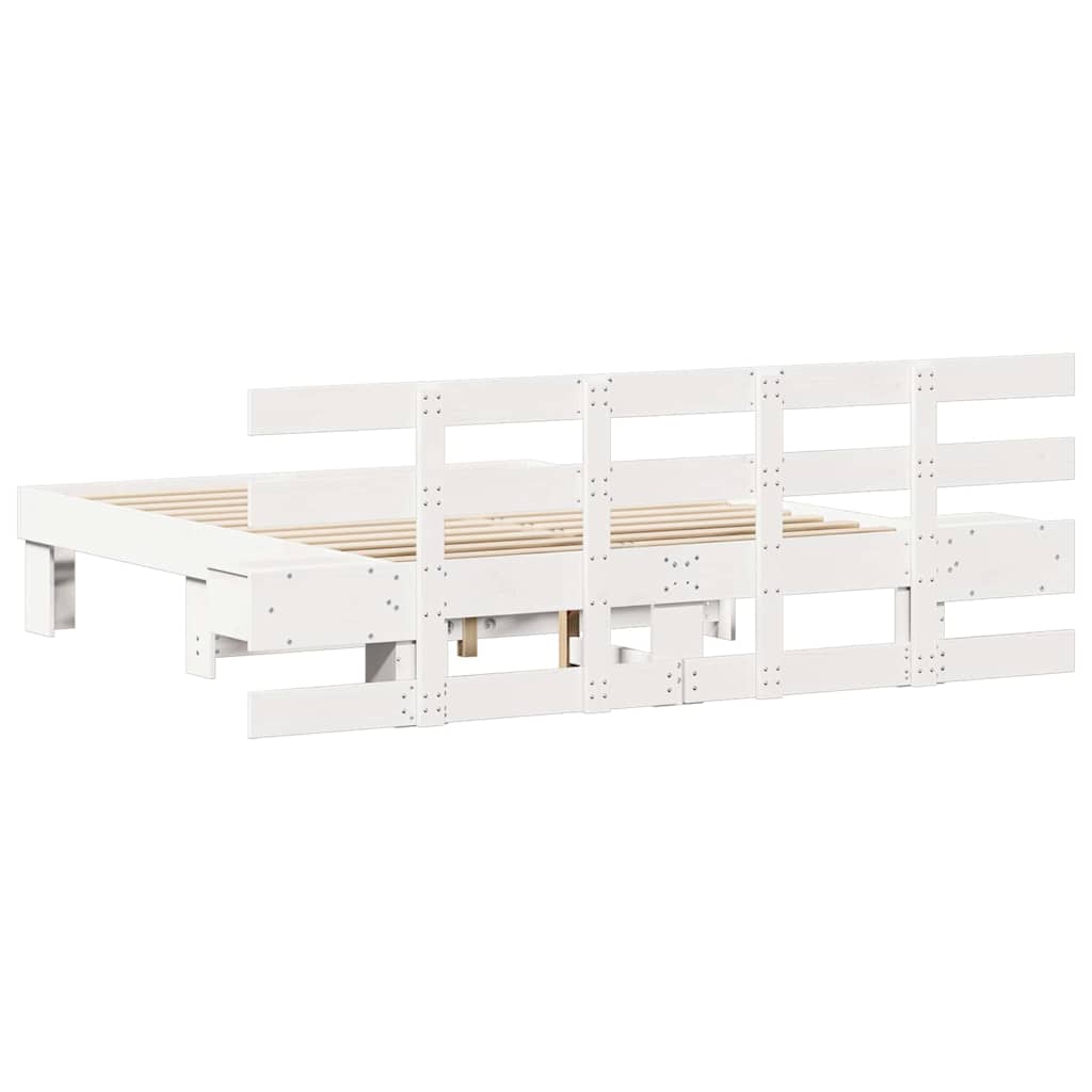 Sengestamme med hodegjerde Hvit 120 x 190 cm Massiv furu
