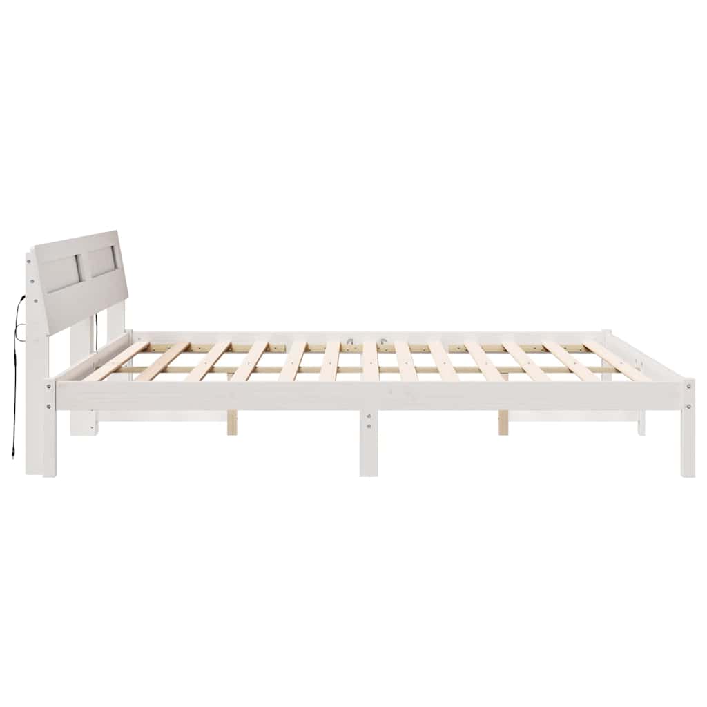 Sengestamme med hodegjerde Hvit 200 x 200 cm Massiv furu