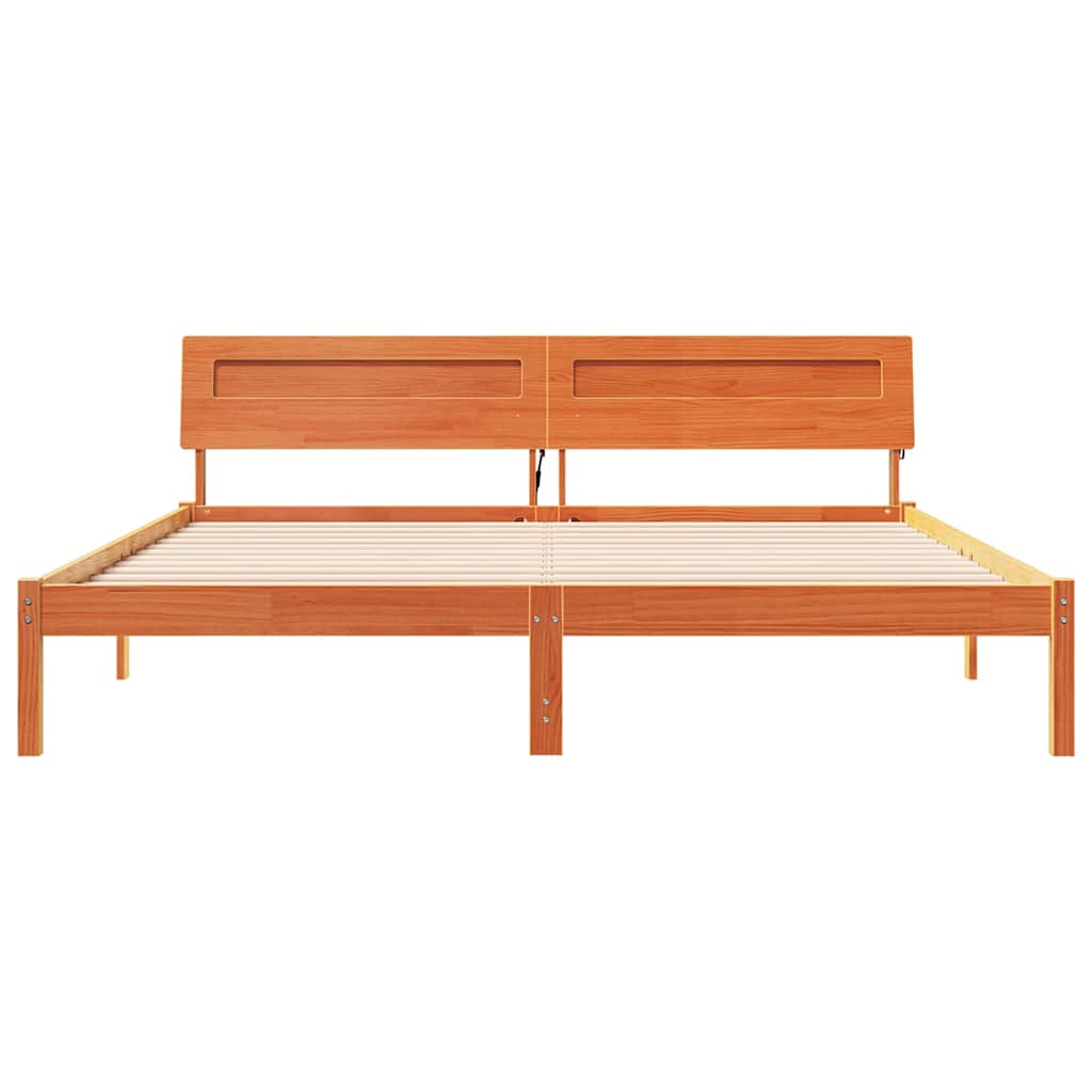 Sengestamme med hodegjerde Brun 200 x 200 cm Massiv furu