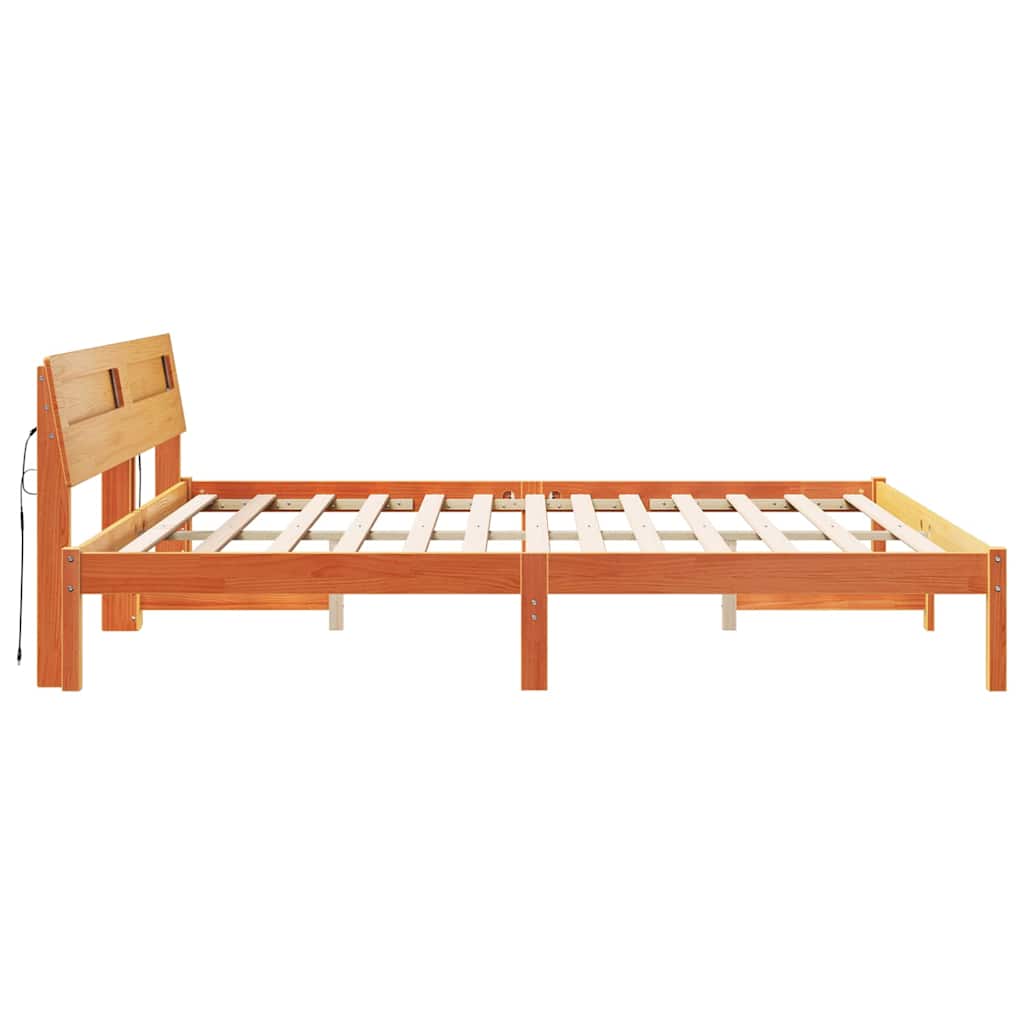 Sengestamme med hodegjerde Brun 200 x 200 cm Massiv furu
