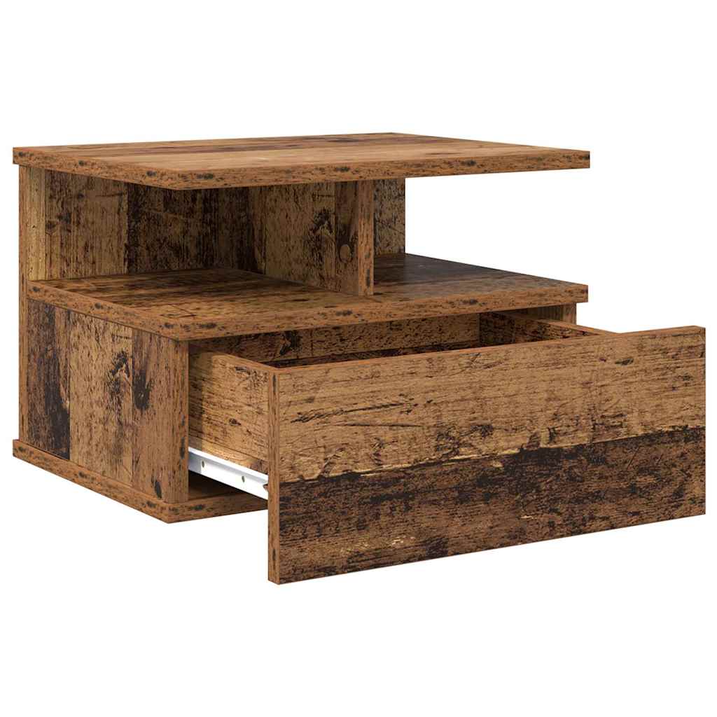 Flytende Nattbord med skuff 2 pcs Gammelt tre 40 x 31 x 28 cm