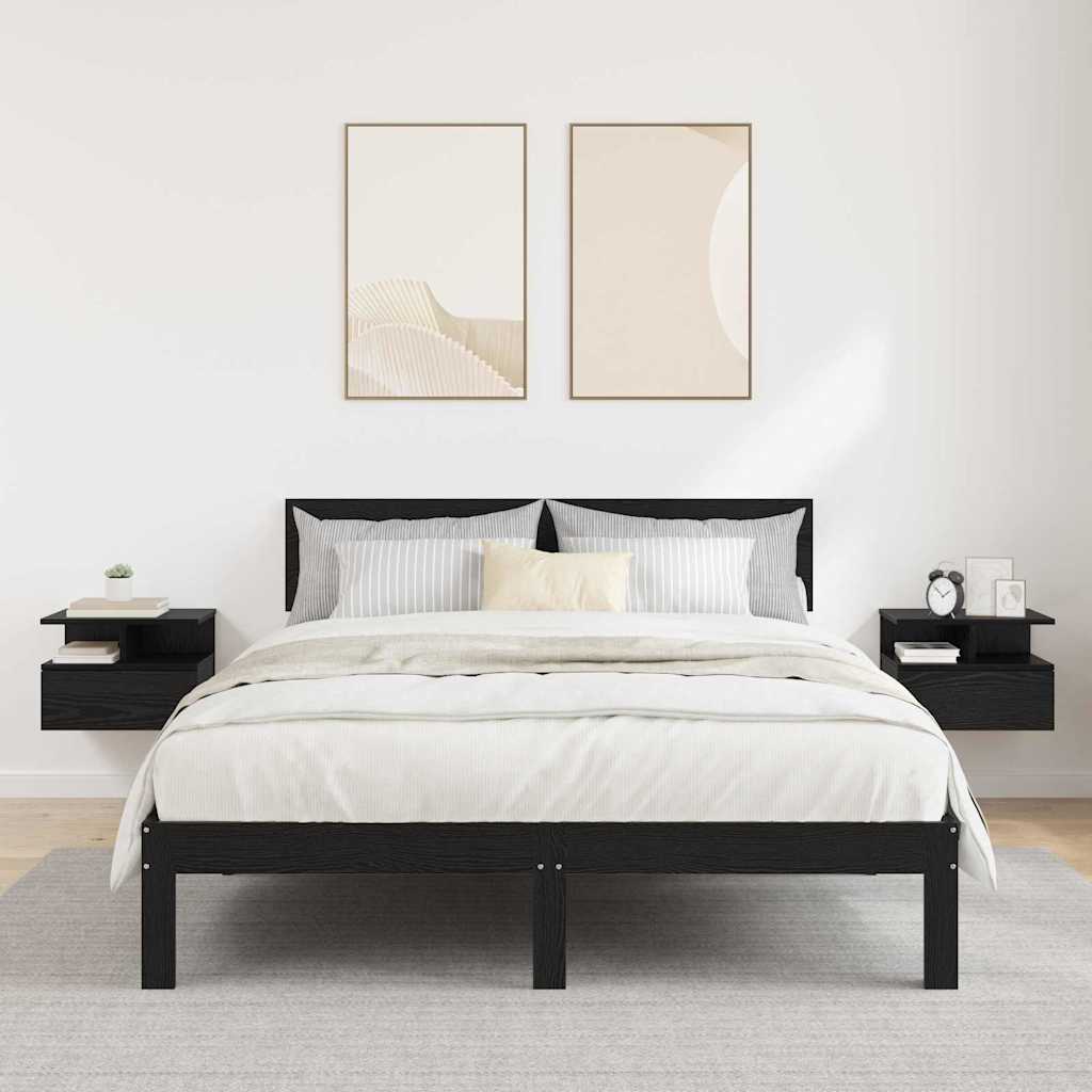 Flytende Nattbord med skuff 2 pcs Svart Eik 40 x 31 x 28 cm