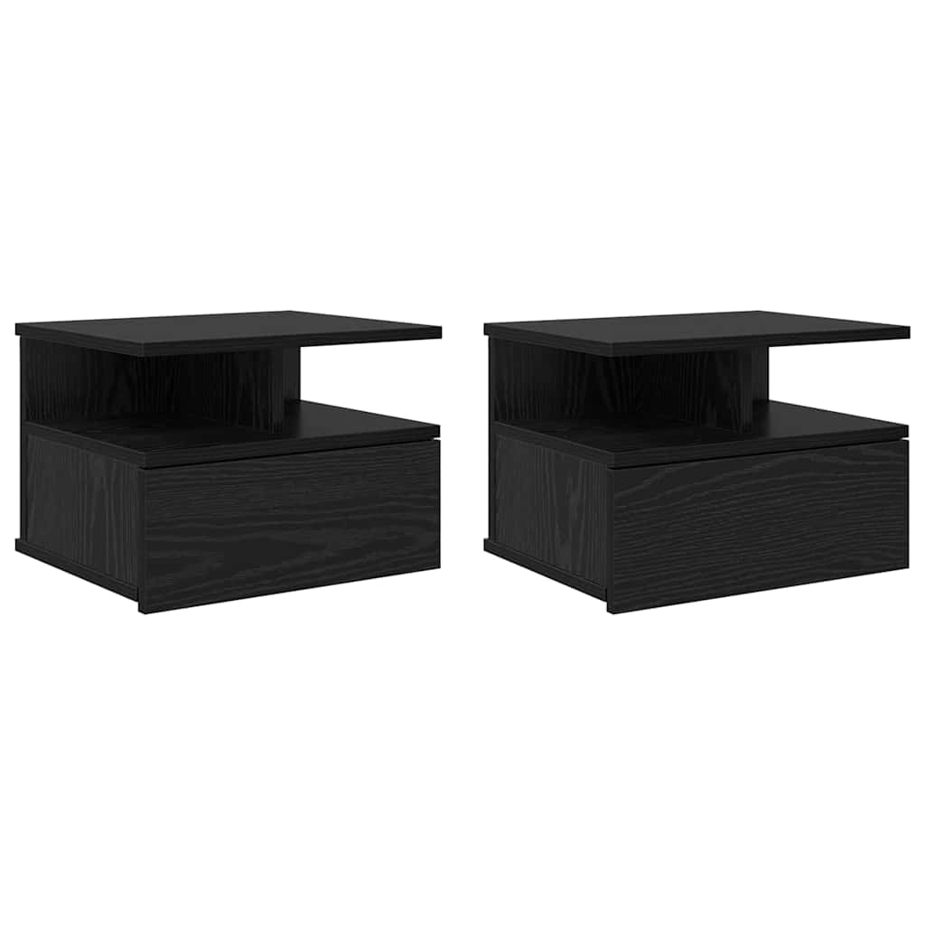 Flytende Nattbord med skuff 2 pcs Svart Eik 40 x 31 x 28 cm