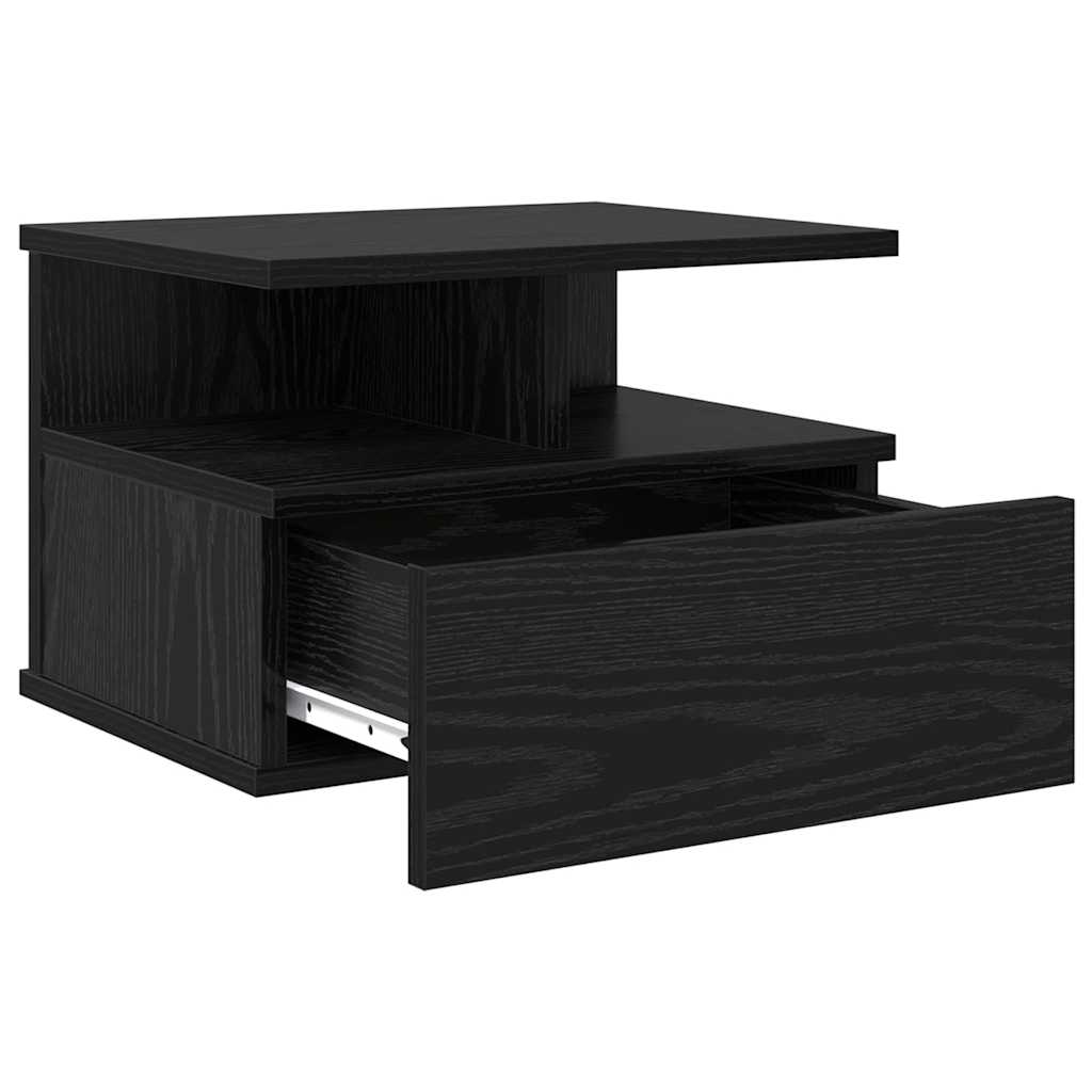 Flytende Nattbord med skuff 2 pcs Svart Eik 40 x 31 x 28 cm