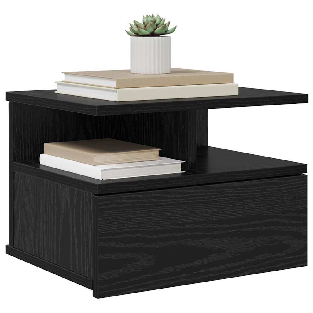 Flytende Nattbord med skuff 2 pcs Svart Eik 40 x 31 x 28 cm