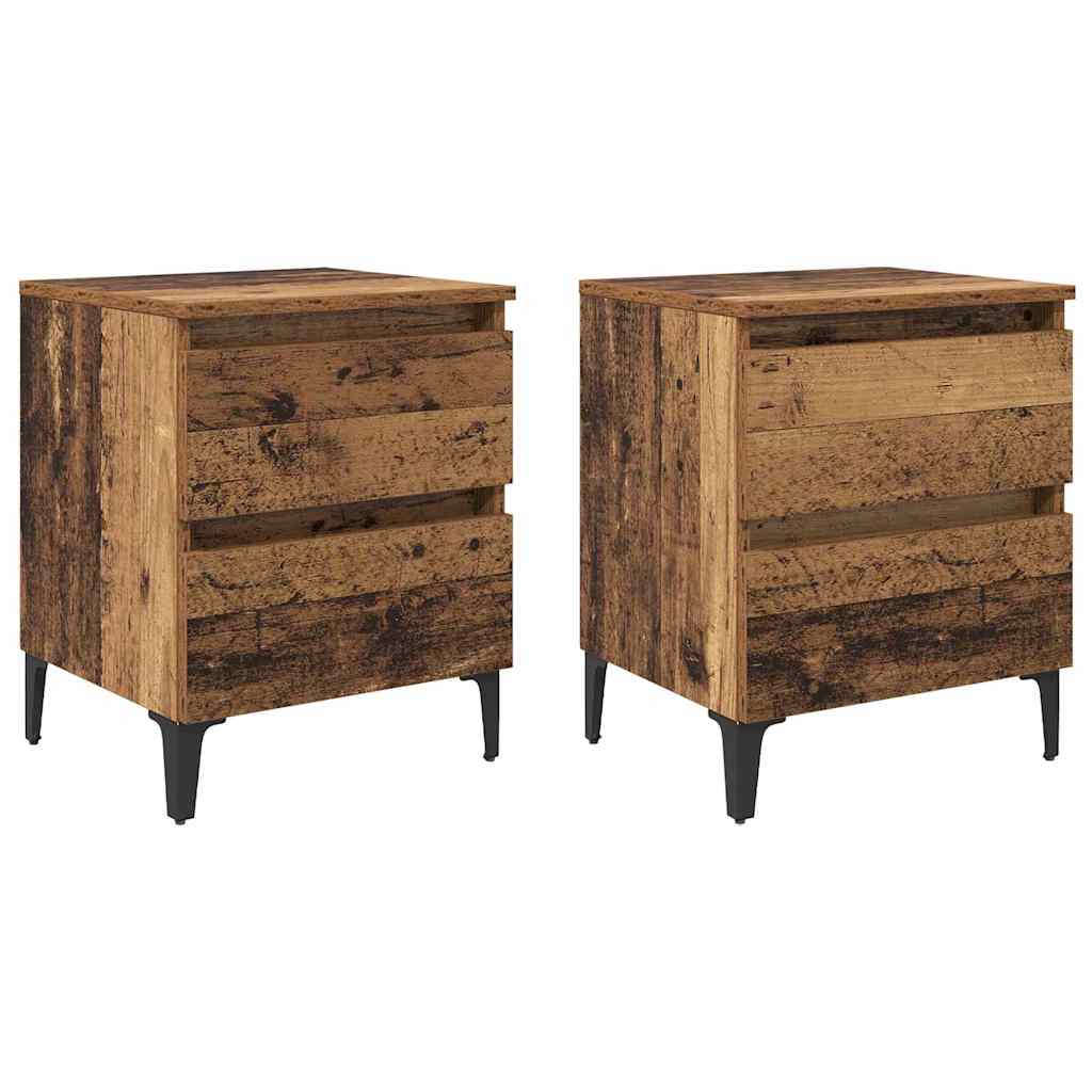 Nattbordskap 2 pcs Gammelt tre 40 x 35 x 50 cm Konstruert tre