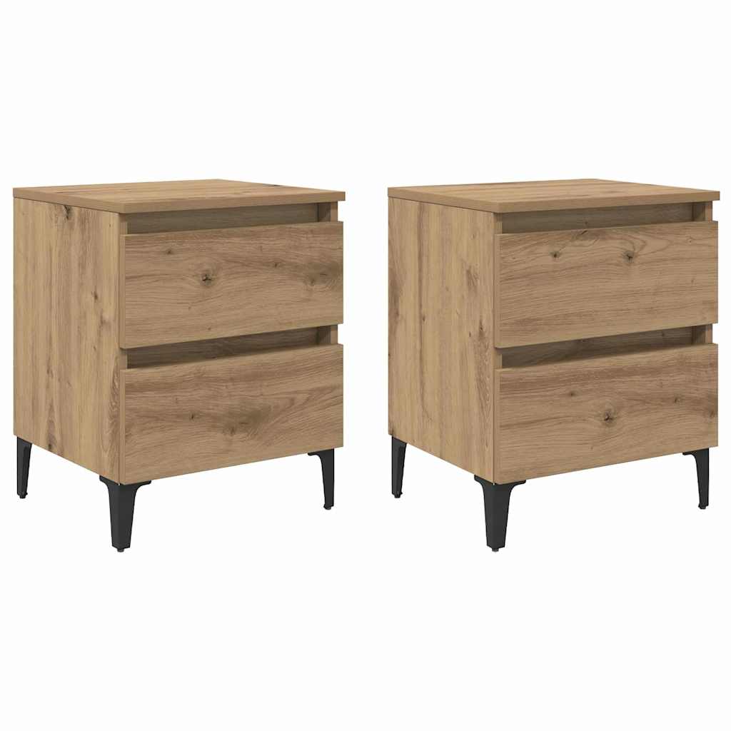Nattbordskap 2 pcs artisan eik 40 x 35 x 50 cm Konstruert tre