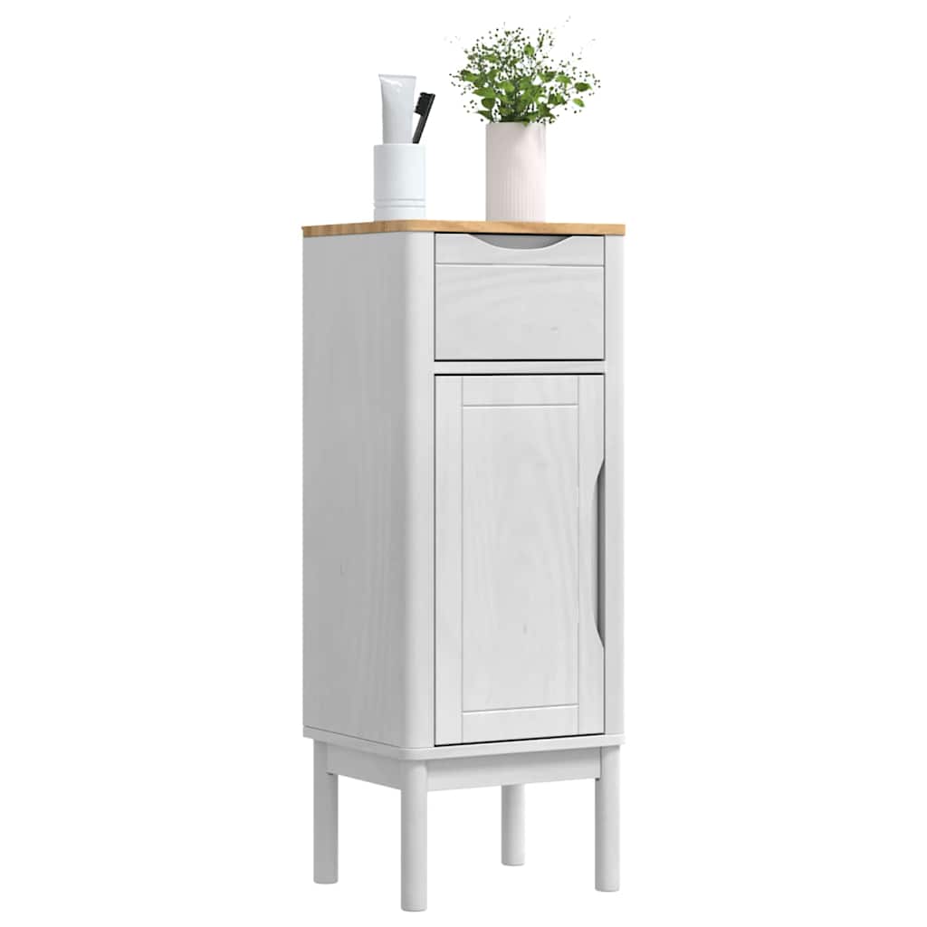 Baderomsskap med skuff FLORO Hvit 35 x 30 x 90 cm Massiv furu