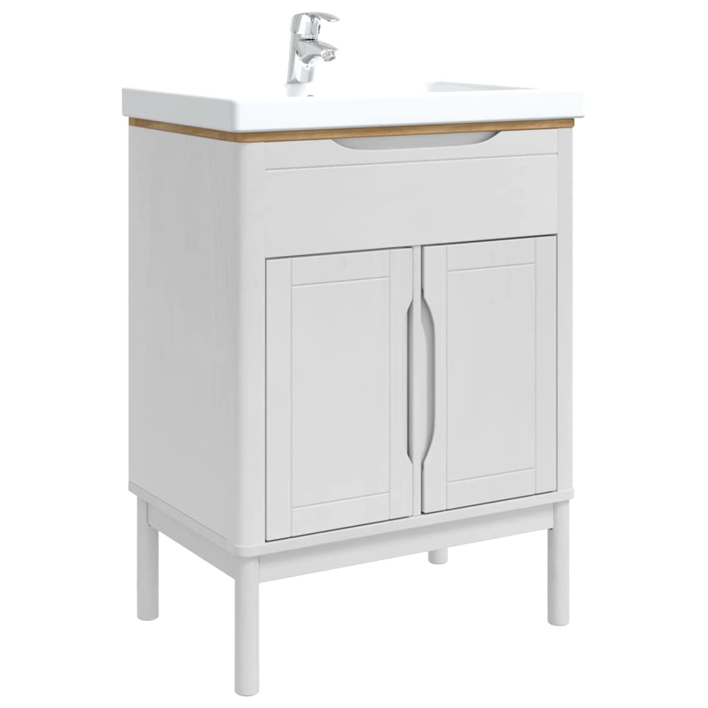 Baderomsvaskeskap FLORO Hvit 60 x 40 x 80 cm Massivt furutre