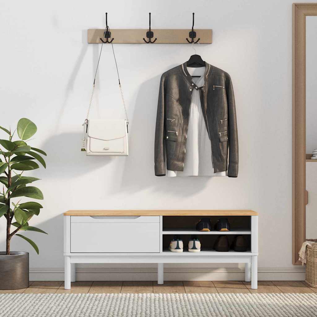 Gangbenk med skuff FLORO Hvit 115 x 40 x 45 cm Massiv furu