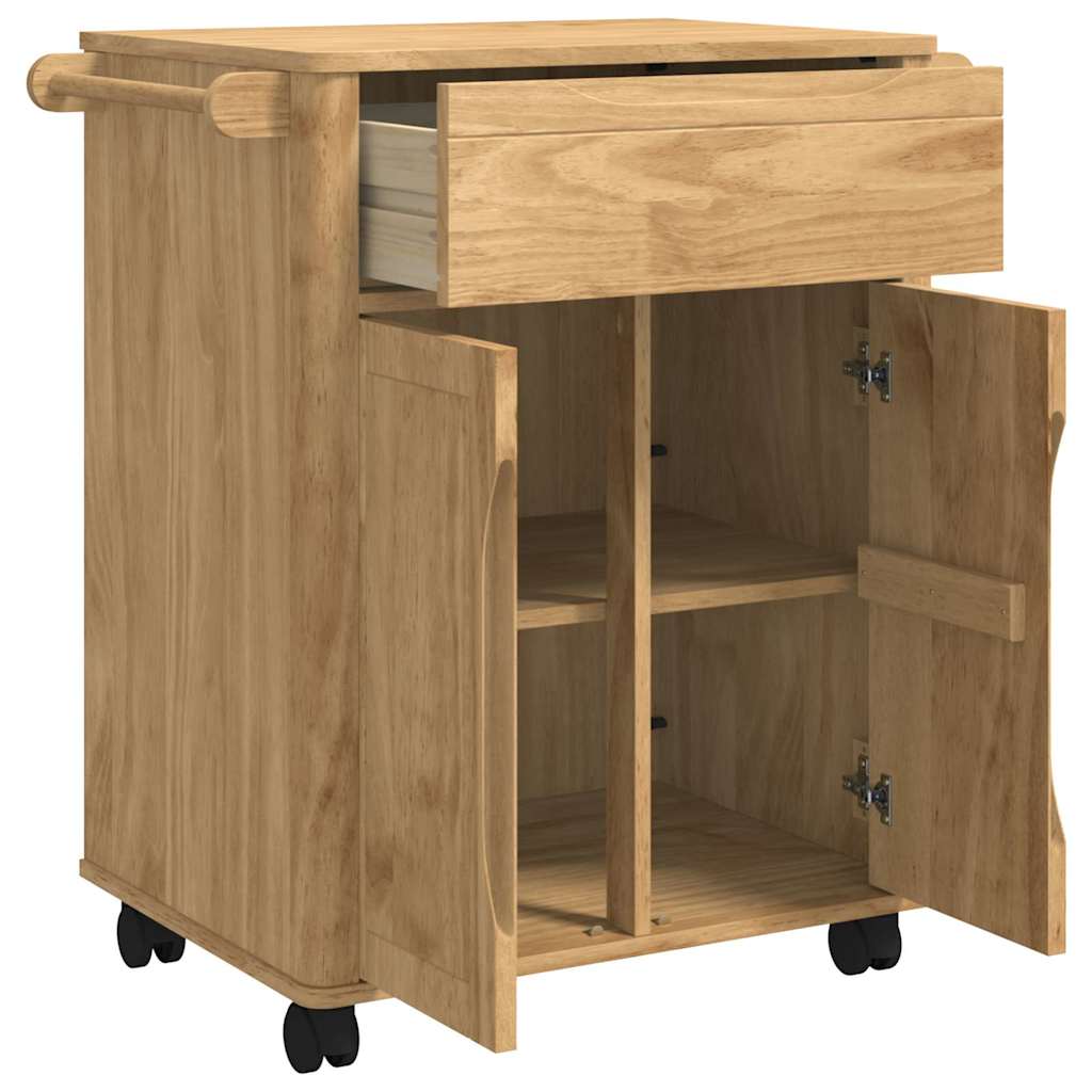 Kjøkkenvogn FLORO Vokset Brun 72,5 x 45 x 80 cm Massiv furu