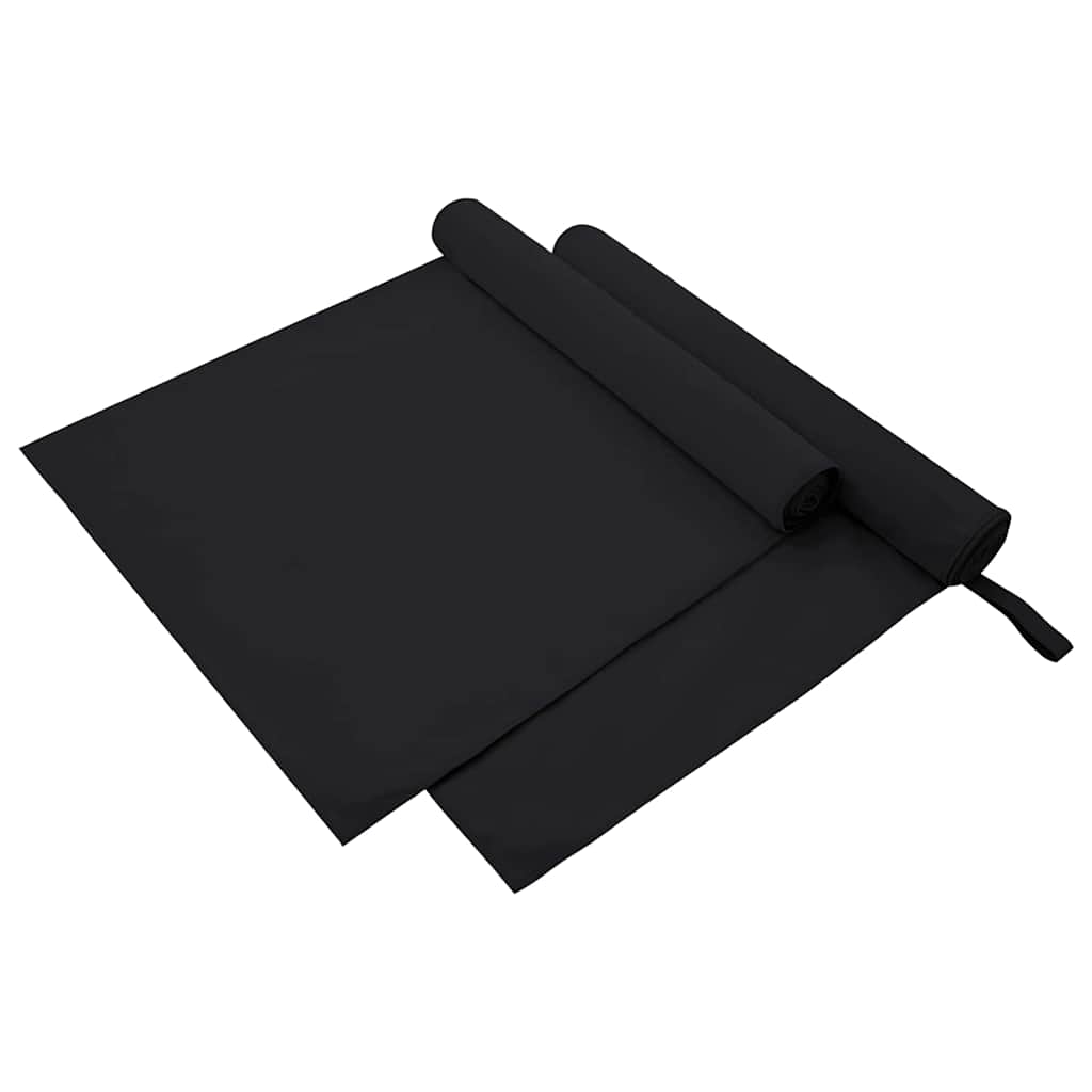 Sportshåndklær 2 pcs Svart 180 x 90 cm Polyester og polyamid