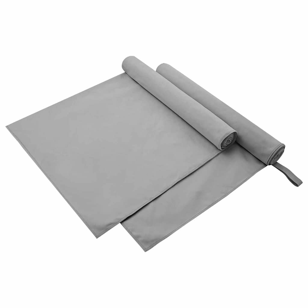 Sportshåndklær 2 pcs Mørkegrå 90 x 180 cm Polyester og polyamid