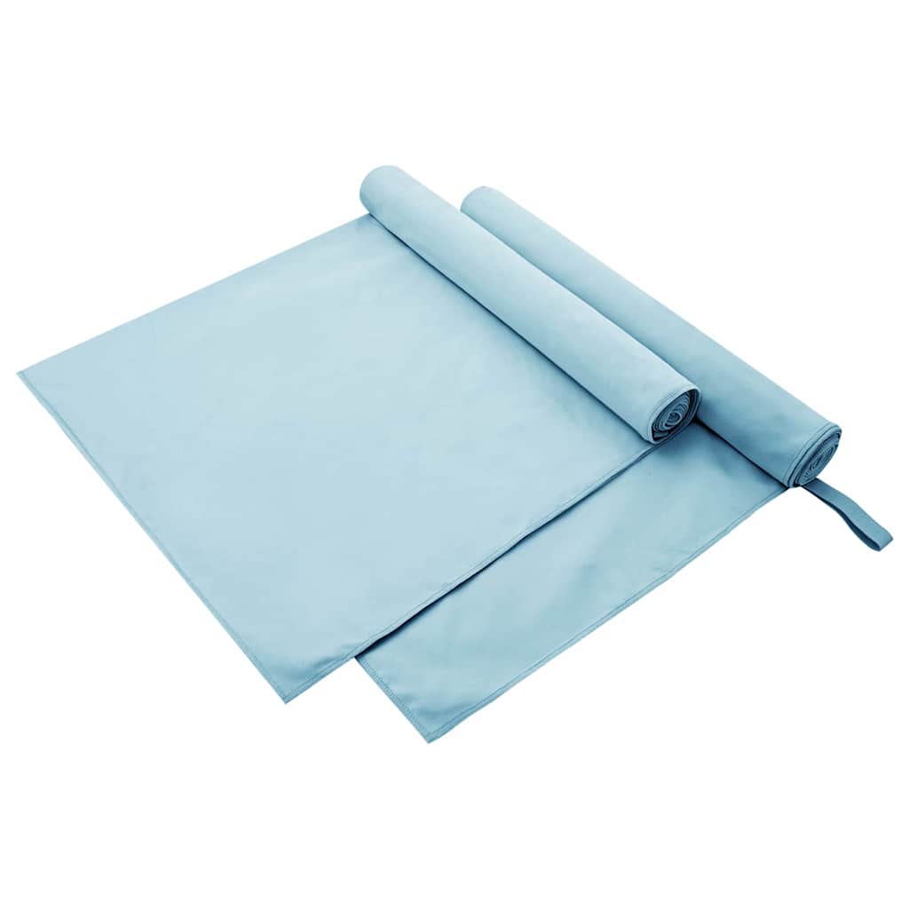 Sportshåndklær 2 pcs Blå 180 x 90 cm Polyester og polyamid