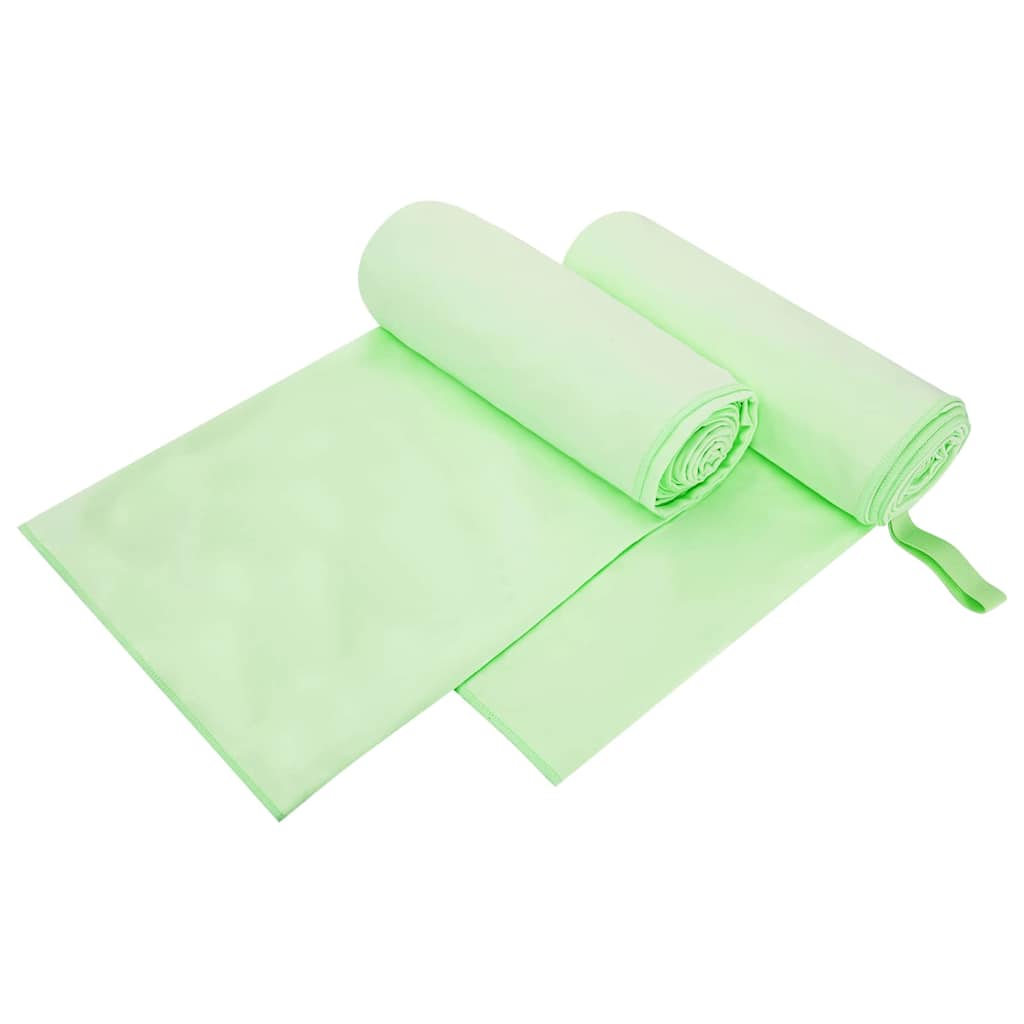 Sportshåndklær 2 pcs grønn 200 x 100 cm Polyester og polyamid