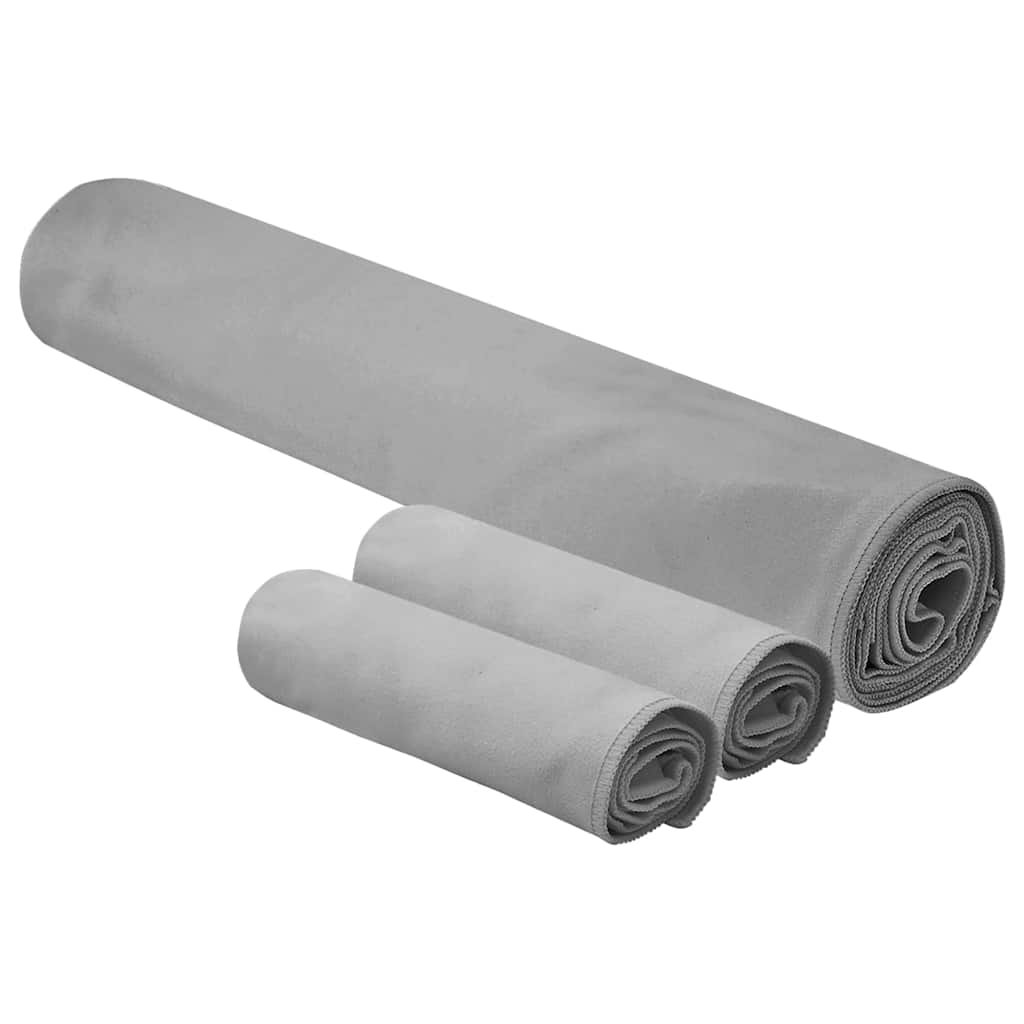 Sports håndklesett 3 pcs Mørkegrå Polyester og polyamid