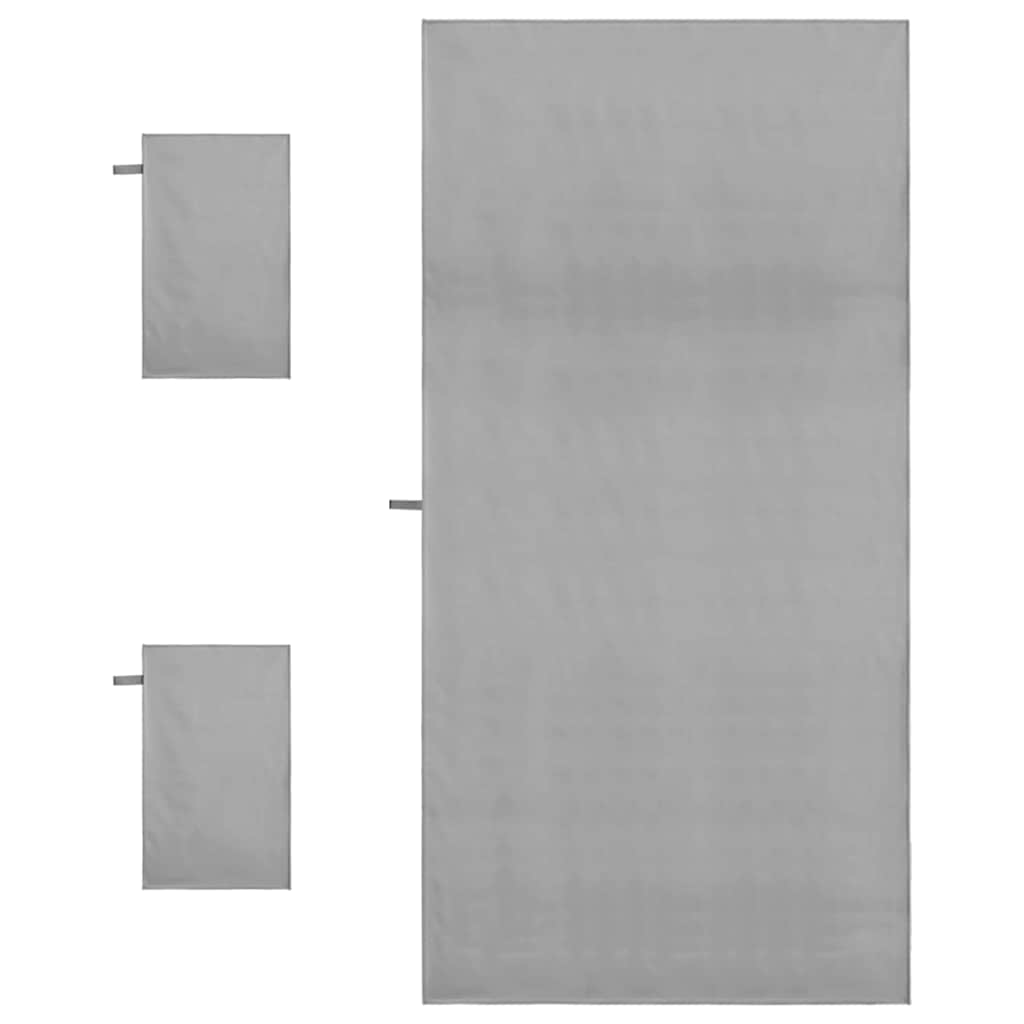 Sports håndklesett 3 pcs Mørkegrå Polyester og polyamid