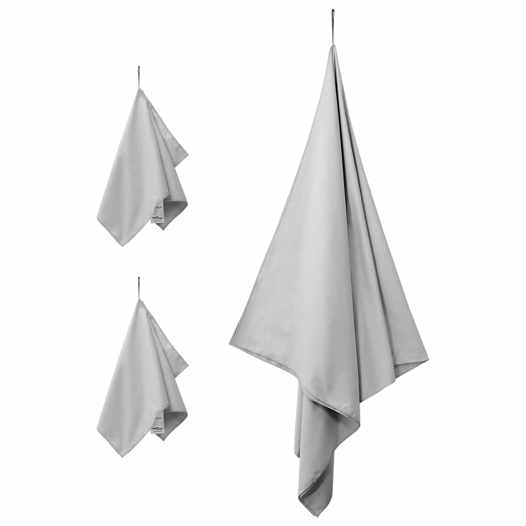 Sports håndklesett 3 pcs Grå Polyester og polyamid