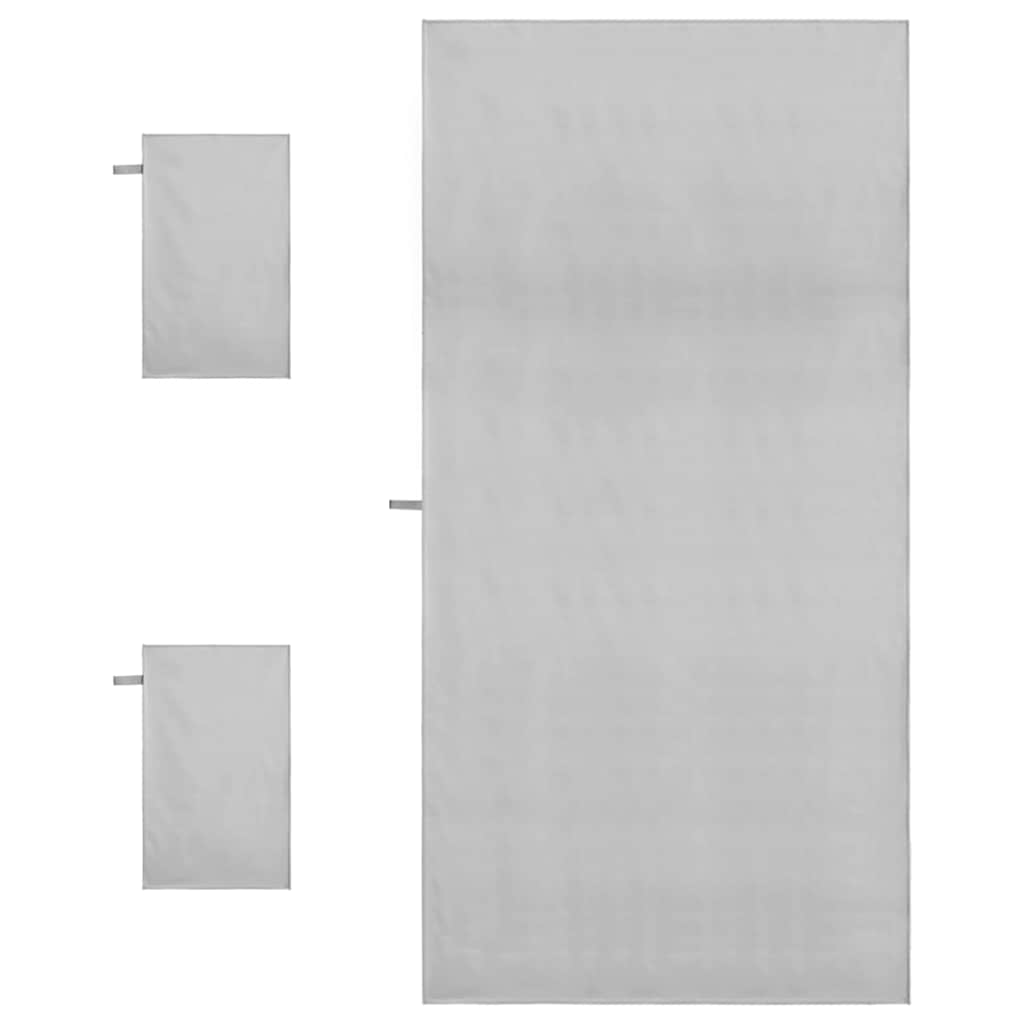 Sports håndklesett 3 pcs Grå Polyester og polyamid