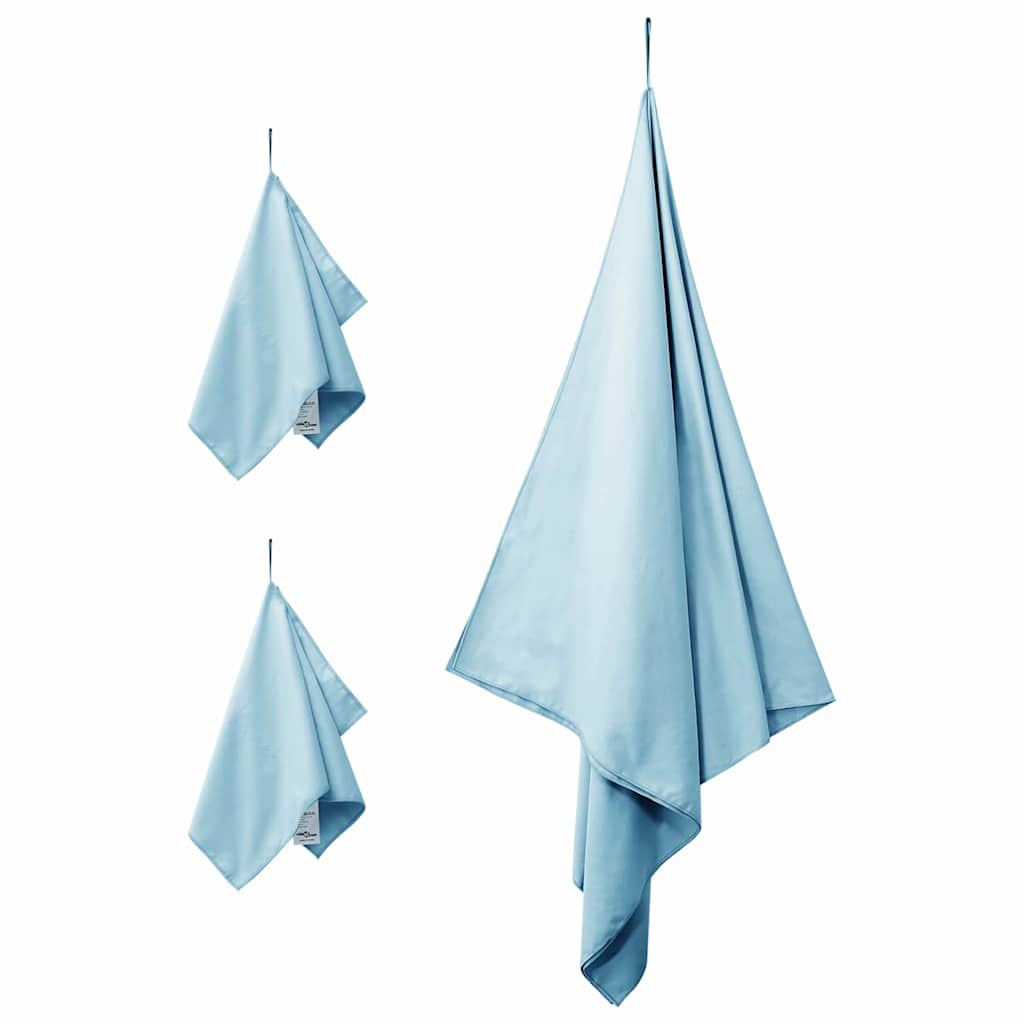 Sports håndklesett 3 pcs Blå Polyester og polyamid