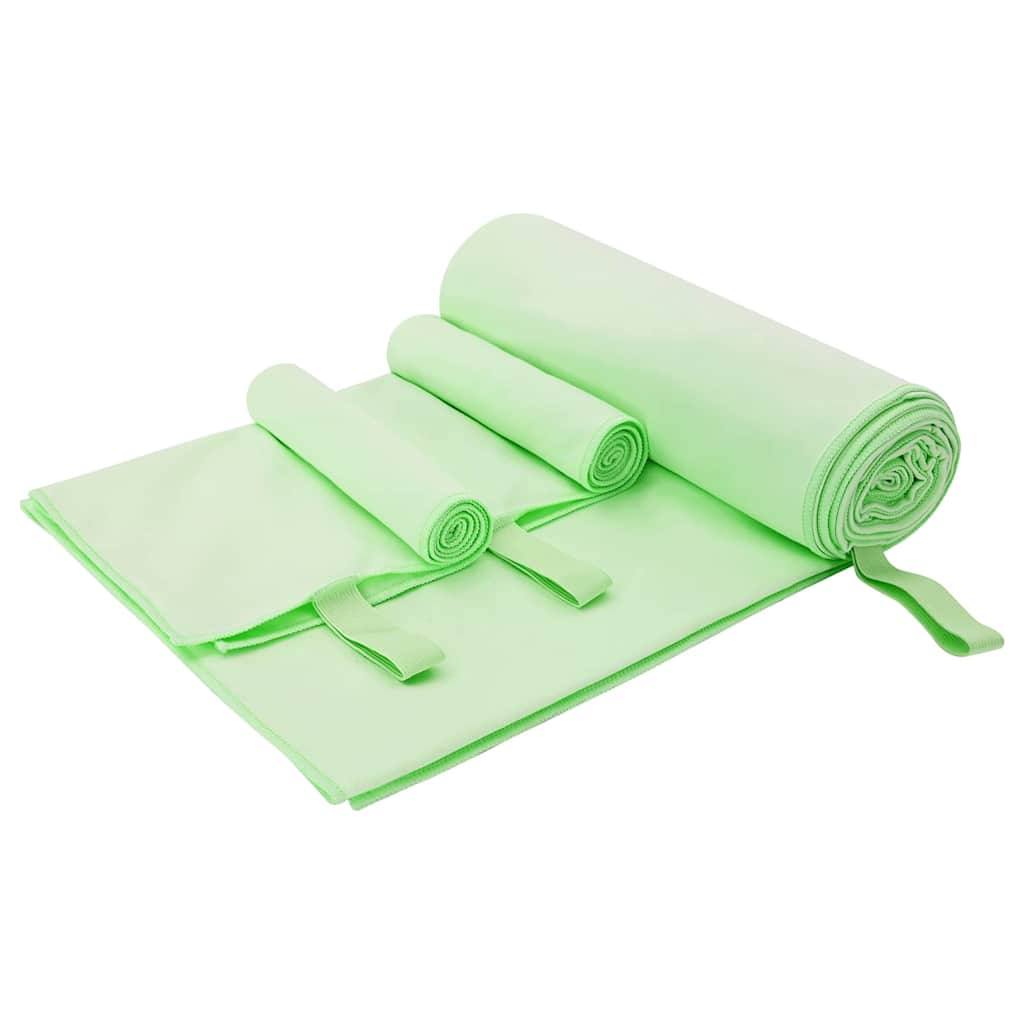 Sports håndklesett 3 pcs grønn Polyester og polyamid