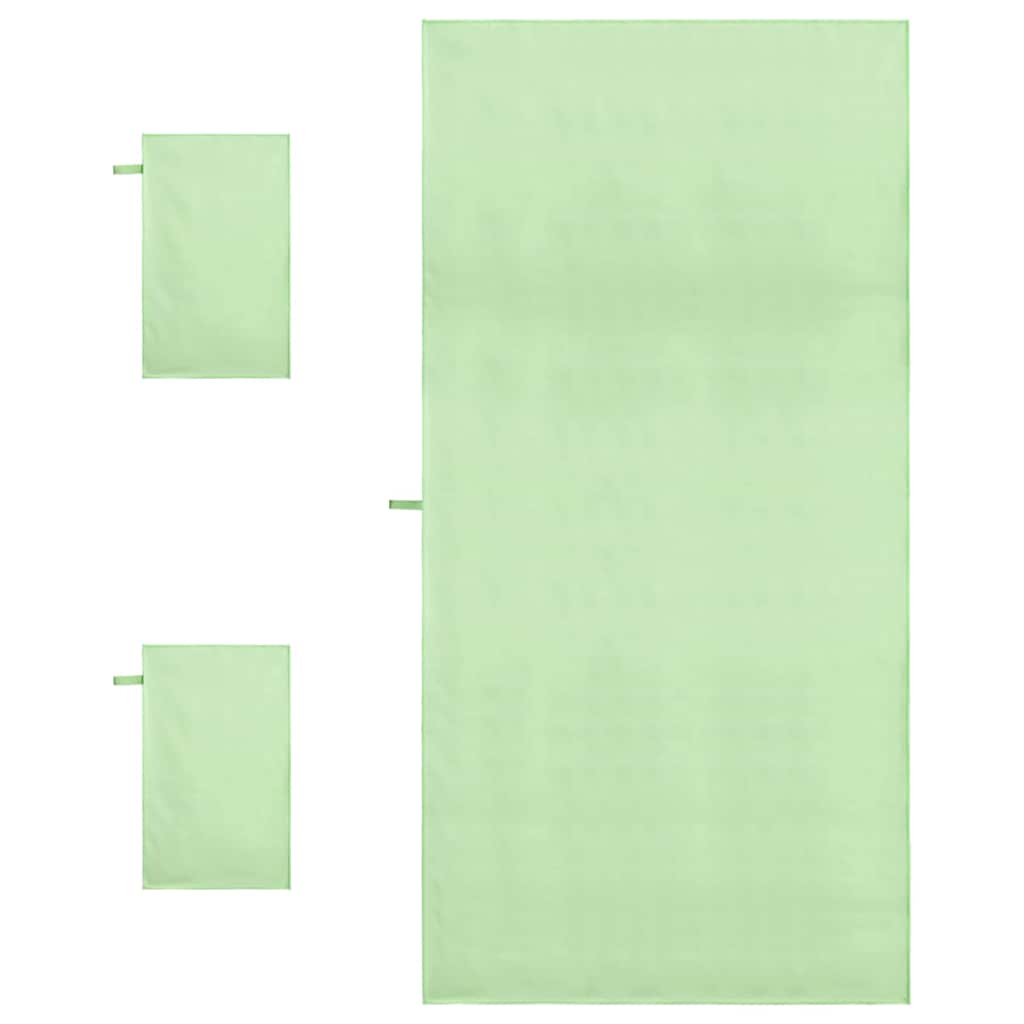 Sports håndklesett 3 pcs grønn Polyester og polyamid