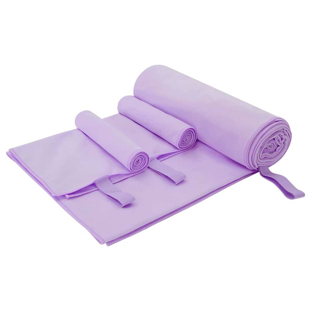Sports håndklesett 3 pcs Lilla Polyester og polyamid