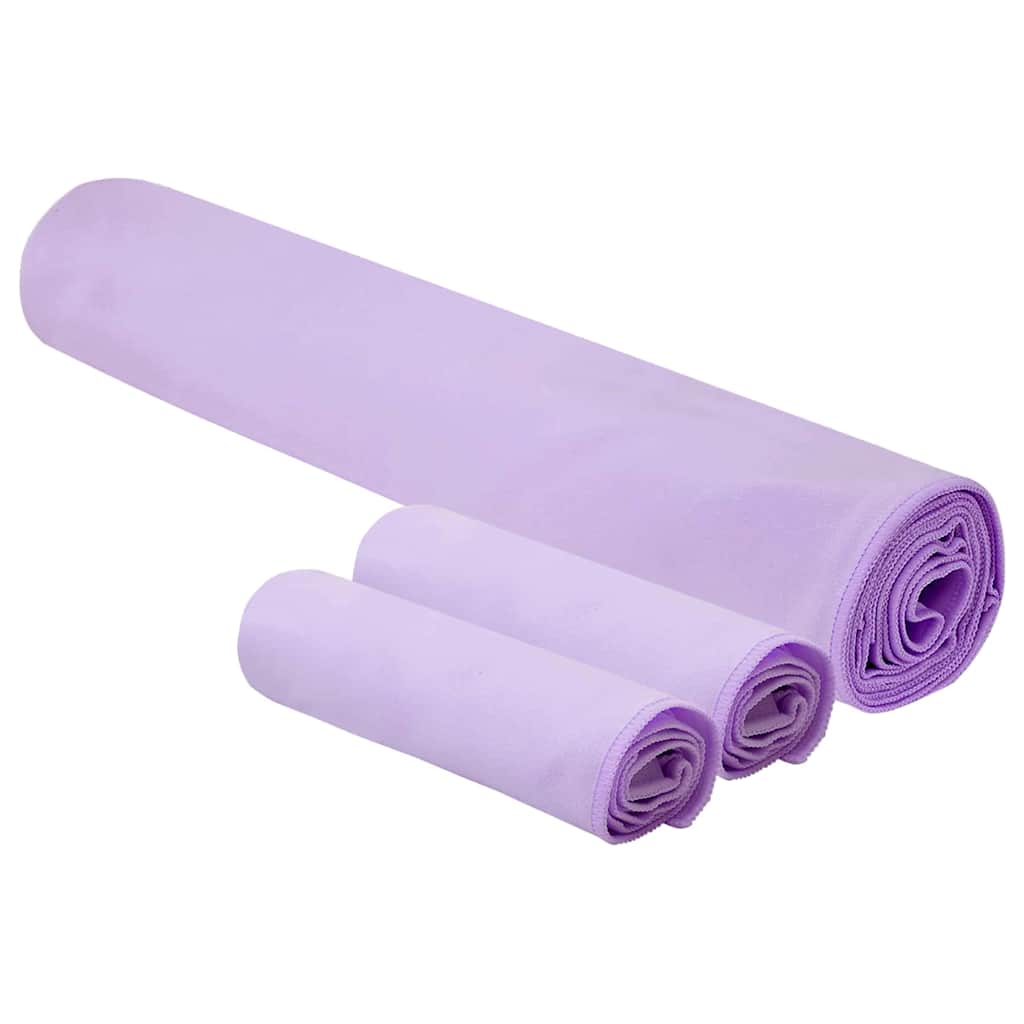Sports håndklesett 3 pcs Lilla Polyester og polyamid