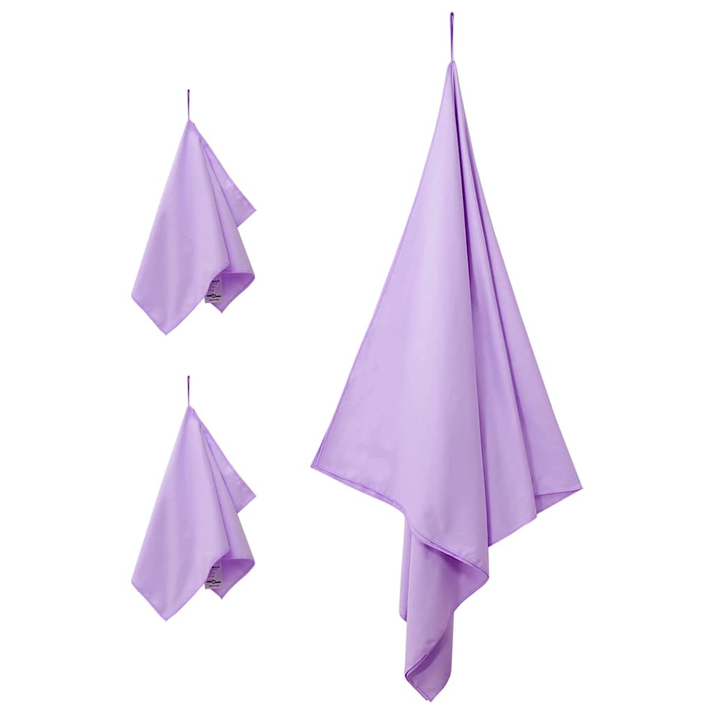 Sports håndklesett 3 pcs Lilla Polyester og polyamid