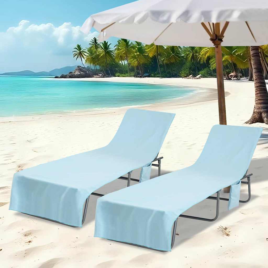 Solsenghåndkler 2 pcs Blå 210 x 75 cm Polyester og polyamid