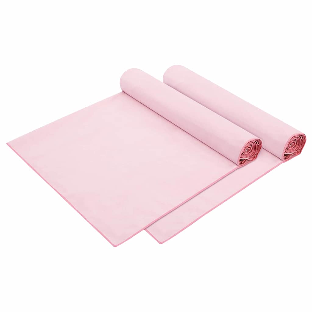 Solsenghåndkler 2 pcs Rosa 210 x 75 cm Polyester og polyamid