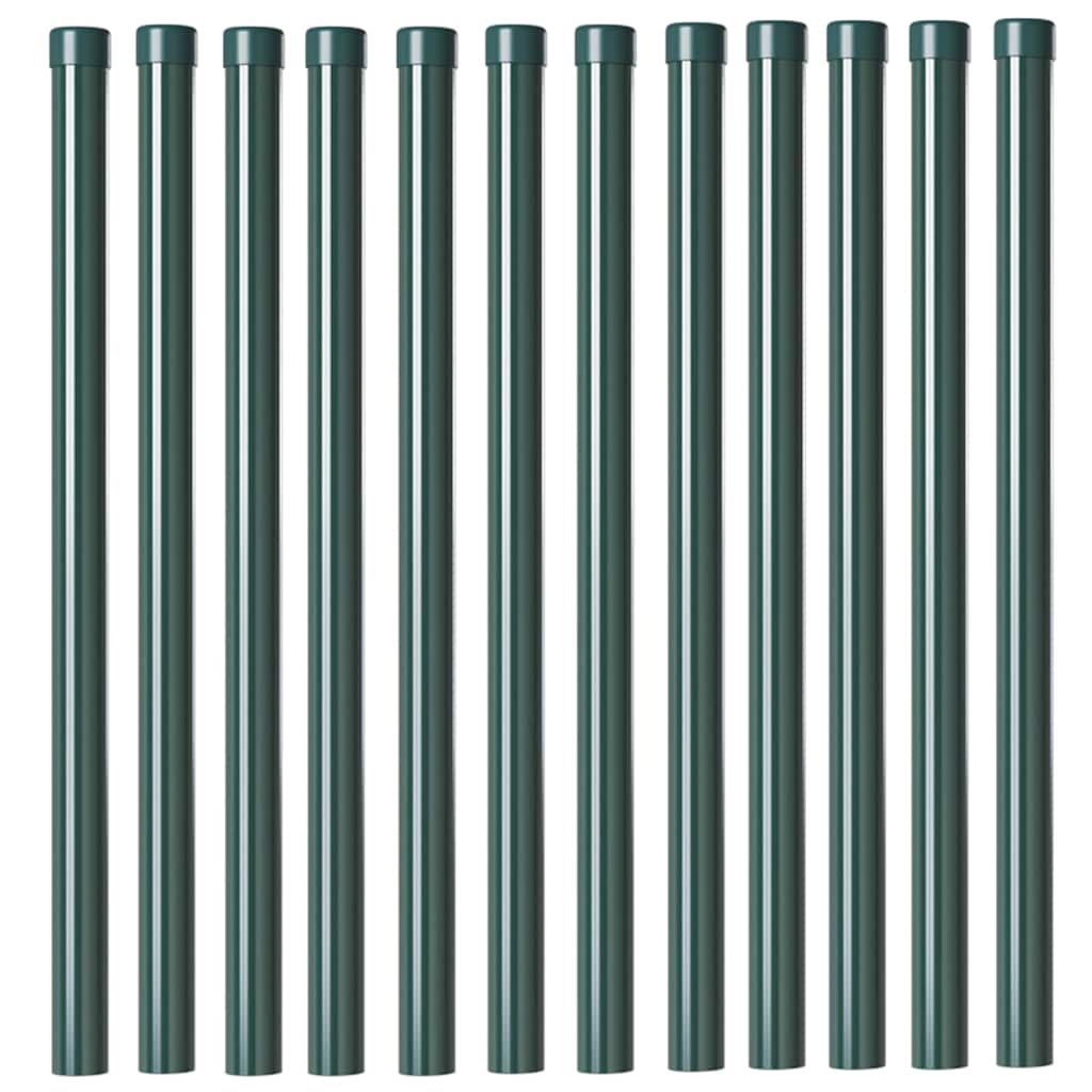 Gjerdepunkter 12 pcs grønn 80 cm Pulverlakkert stål