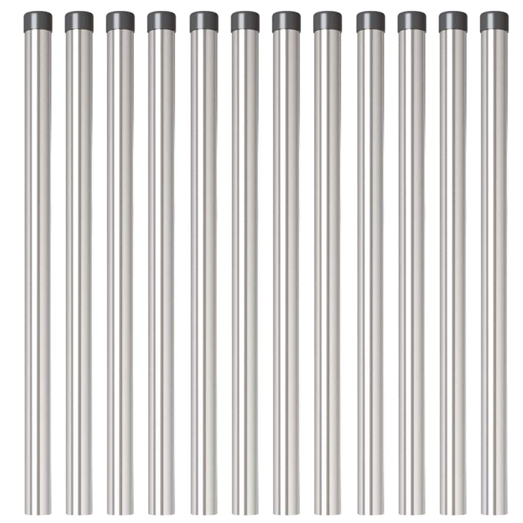 Gjerdepåle 12 pcs sølv 60 cm Pulverlakkert stål