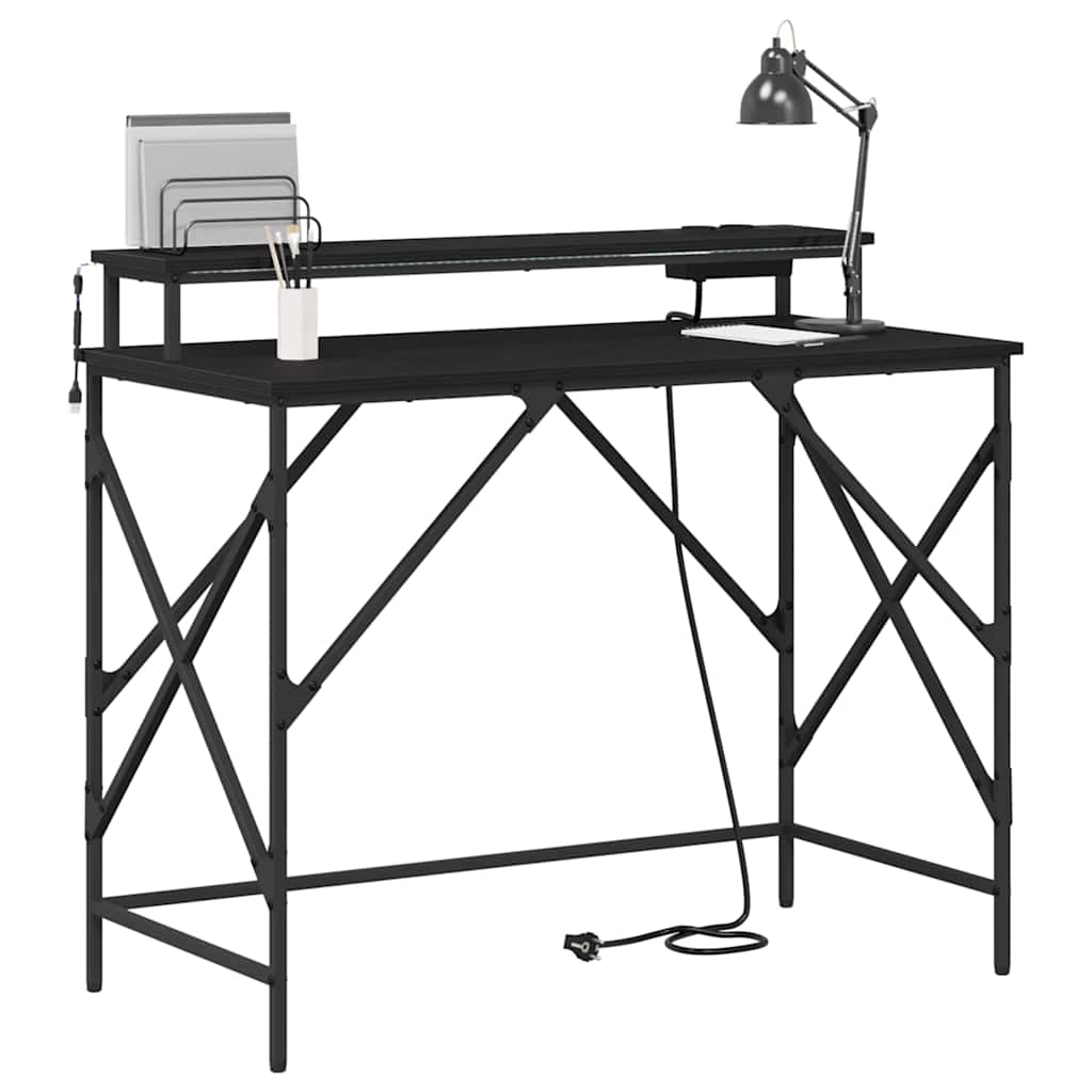 Skrivebord Svart Eik 100 x 50 x 86,5 cm Konstruert tre