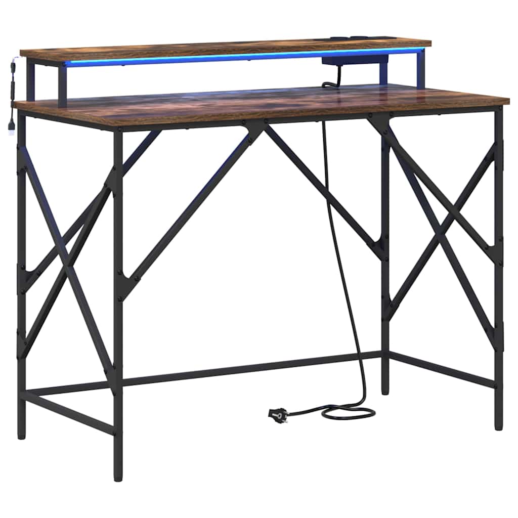 Skrivebord med hylle Røkt eik 100 x 50 x 86,5 cm Konstruert tre