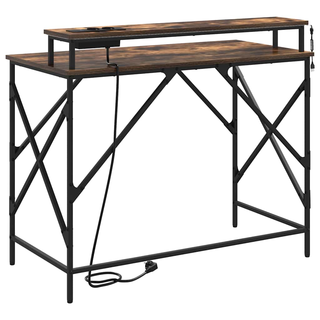 Skrivebord med hylle Røkt eik 100 x 50 x 86,5 cm Konstruert tre