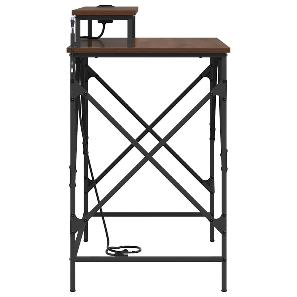 Skrivebord med hylle Brun Eik 100 x 50 x 86,5 cm Konstruert tre