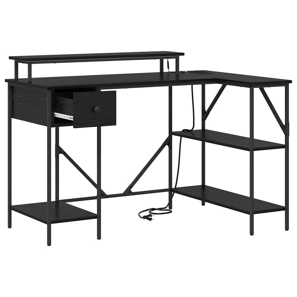 Skrivebord Svart Eik 120 x 79 x 86,5 cm Konstruert tre