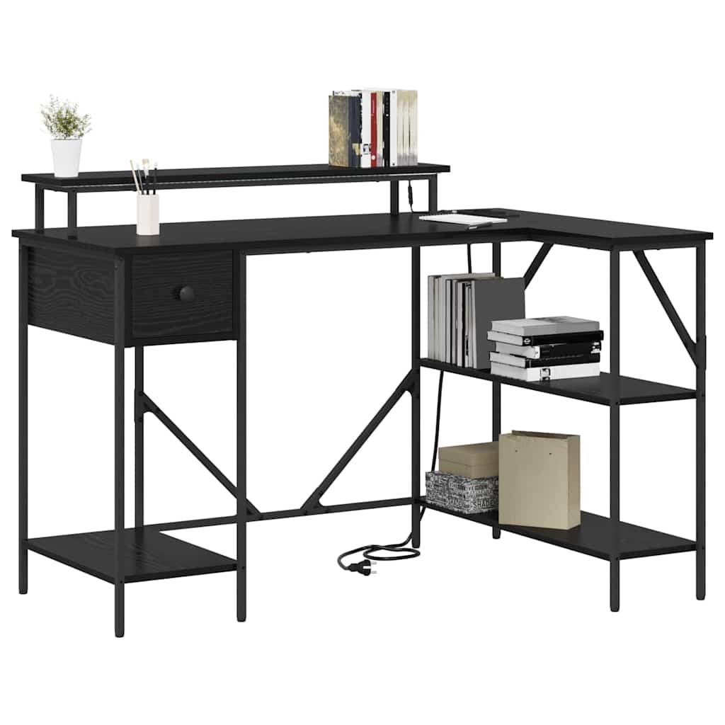 Skrivebord Svart Eik 120 x 79 x 86,5 cm Konstruert tre