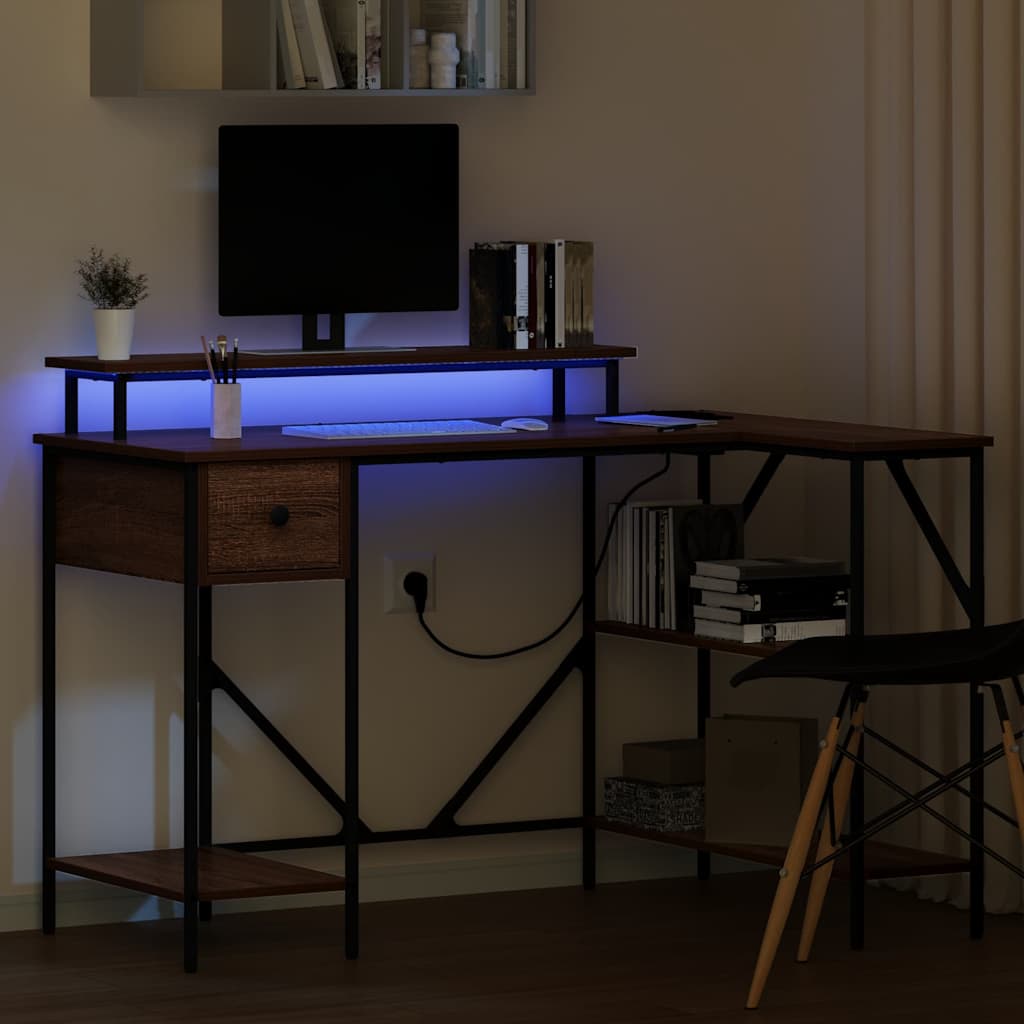 Skrivebord med skuff Brun Eik 120 x 79 x 86,5 cm Konstruert tre