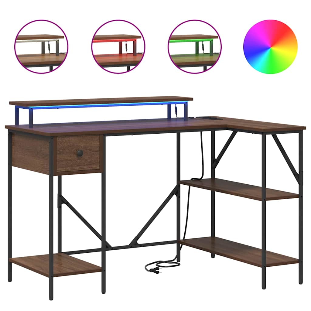 Skrivebord med skuff Brun Eik 120 x 79 x 86,5 cm Konstruert tre
