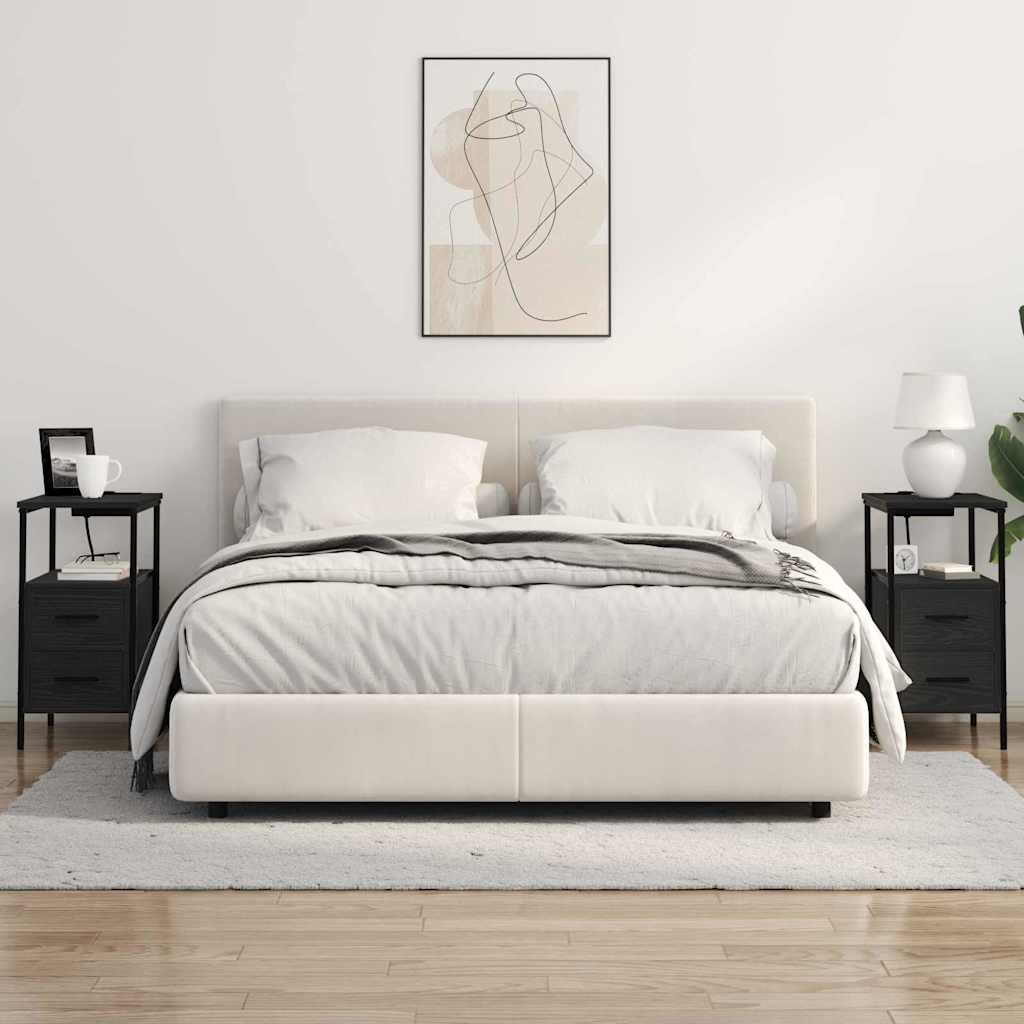 Nattbord med skuff Svart eik 30 x 48 x 61 cm Konstruert tre