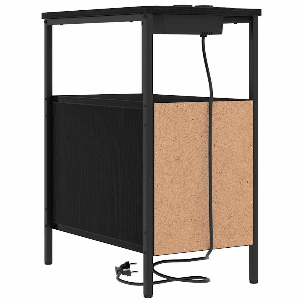 Nattbordskap med skuff Svart Eik 30 x 48 x 61 cm Konstruert tre